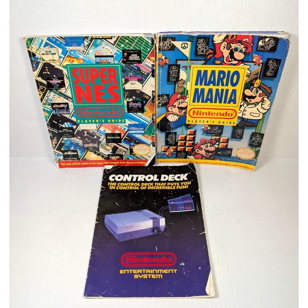 Vintage Nintendo Players Guide Super NES Mario Mania & NES Manual 80s